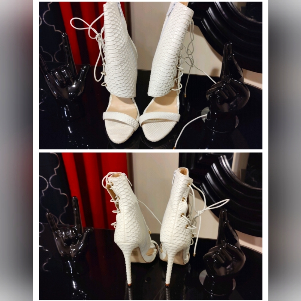 Azalea Wang White Snake Sandals